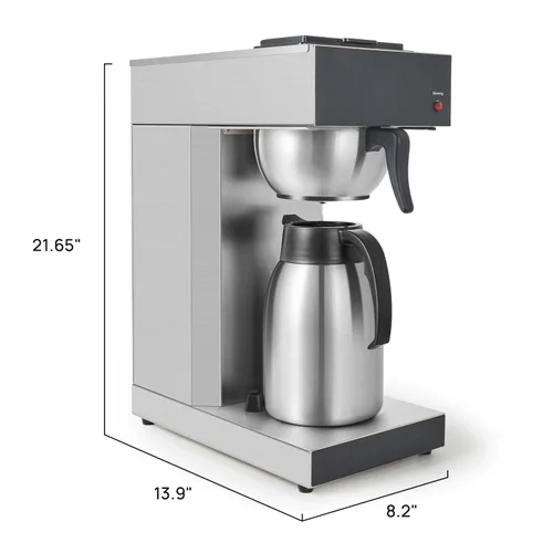 Vista 3 de SYBO Cafeteras comerciales de 12 tazas, cafetera de goteo con jarra térmica de 74 onzas, cafetera de acero inoxidable SF-CB-1AA