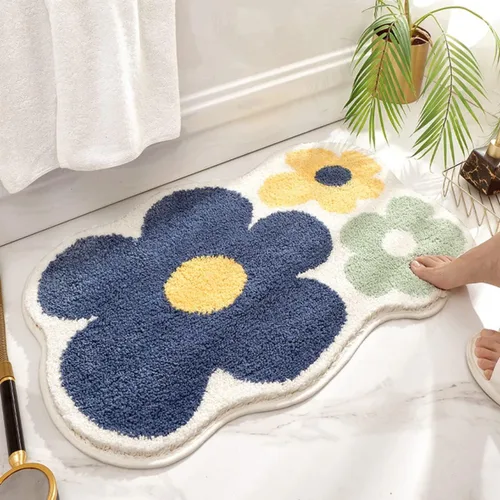 Vista 8 de Tapete de baño, extra suave, de alta absorción, antideslizante, de felpa, lavable a máquina, ideal para suelo de baño, bañera y ducha, 15.75 x 23.62