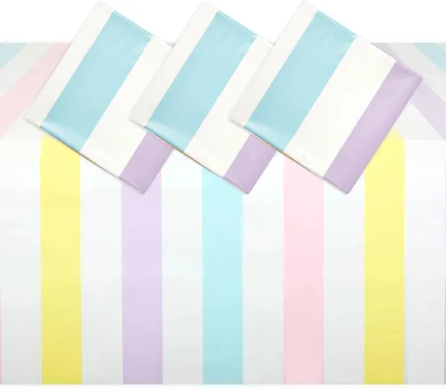 Vista 20 de Paquete de 3 manteles florales de plástico para suministros de fiesta de primer cumpleaños de bebé niña (54 x 108 pulgadas)