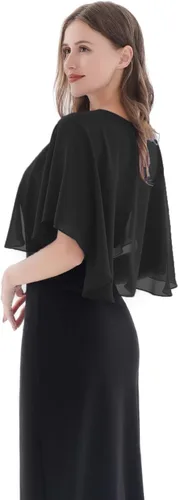 Vista 3 de Capelet de gasa para novia, chales suaves y envolturas para vestidos de mujer, accesorios