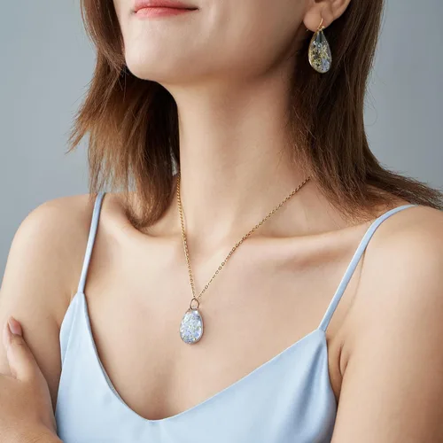 Vista 13 de Collar Forget Me Not – Collares de flores prensadas hechas a mano – Flores Forget-Me-Not que simbolizan el verdadero amor y respeto – Gran regalo