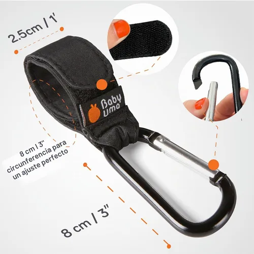 Vista 8 de Baby Uma Stroller Hooks for Bags - Non-Slip, One-Hand Use