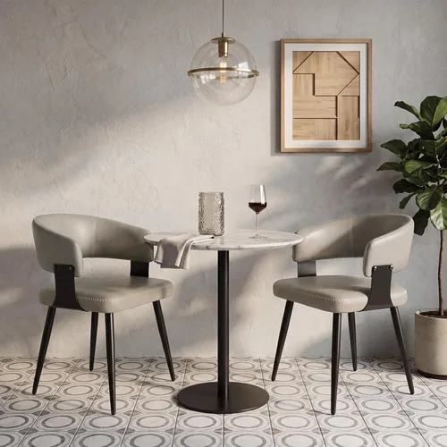 Vista 13 de Juego de 2 sillas de comedor, modernas sillas de cocina de piel