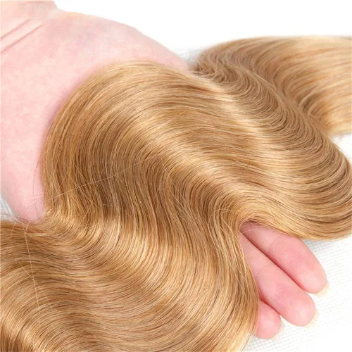 Vista 5 de 300g 1B27 Human Hair Bundles Honey Blonde Bundles Human Hair 10A Brazilian Virgin Remy Hair Extensions 8 10 12 Inch