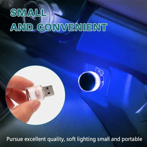 Vista 6 de Lámpara LED USB para interior de coche, luces LED mini USB universales para decoración de coche, luz nocturna LED mini USB enchufable para coches
