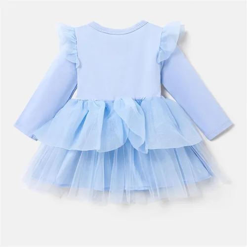 Vista 3 de Disney Vestido de princesa con estampado de tutú para niña, con volantes, manga larga, tutú para fiesta