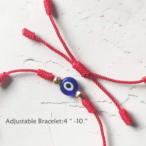 Vista 6 de Pulsera con 7 nudos rojos para mujer, con protección contra la Cabalá, pulsera de deseos para niñas