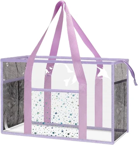 Vista 9 de Bolsa de mano transparente para playa - Bolsa impermeable de PVC aprobada para estadio - Bolsa transparente extra grande para piscina, concierto