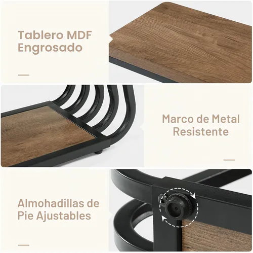 Vista 5 de Tribesigns Mesa de entrada de 55 pulgadas con estantes, mesa consola de 3 niveles con marco de hierro, mesa de entrada de madera para sala de estar