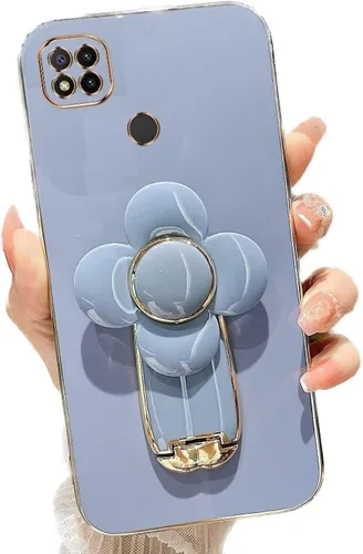 Vista 75 de Miagon - Funda con soporte para Xiaomi Redmi A1, galvanizado suave TPU protector delgado a prueba de golpes con molinete giratorio soporte de flores