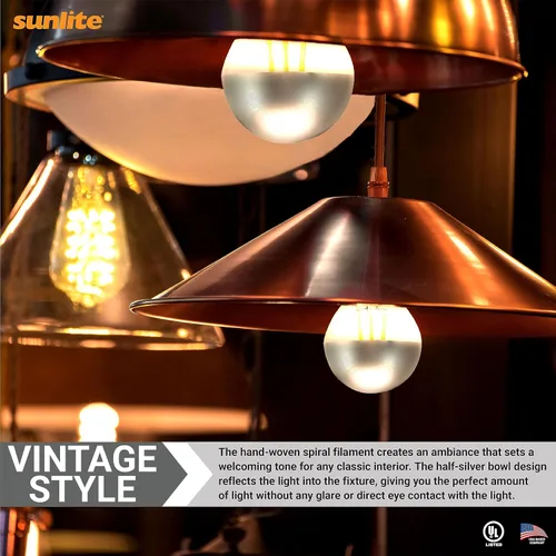 Vista 4 de Sunlite 80509 - Bombilla LED A19 transparente estilo filamento, 6 vatios (equivalente a 40 vatios), 600 lúmenes, 120 voltios, regulable, base E26