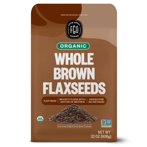 Vista 10 de FGO Harina de linaza dorada orgánica molida, 1 libra/16 onzas en polvo molido en frío en bolsa resellable, para hornear y batidos, cultivada