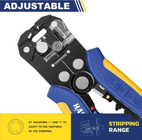Vista 5 de haisstronica Kit de pelacables de 201 piezas, herramienta automática de pelacables para cables AWG 24-10 con terminales aislados, pelacables
