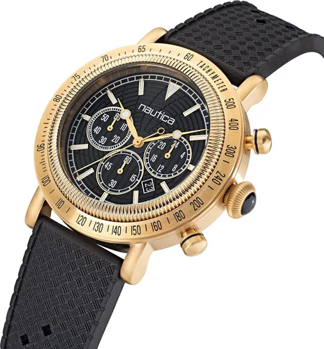 Vista 2 de Nautica Reloj Spettacolae Reissue con correa de silicona negra para hombre (Modelo NAPSPF201), Negro -, Moderno