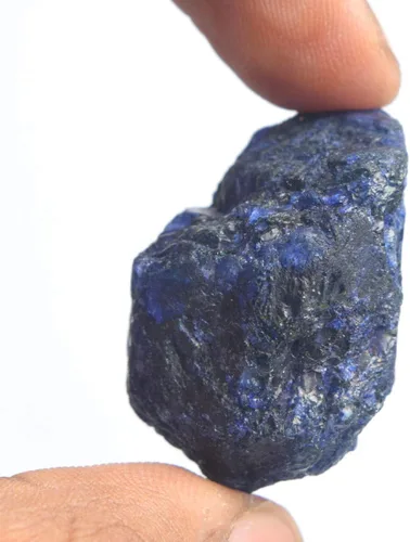 Vista 3 de Zafiro azul crudo 93.00 Ct Cristal curativo, Piedra preciosa natural de cristal de zafiro en bruto, Gema, azul