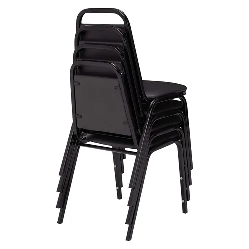 Vista 4 de National Public Seating NPS Serie 9100 Silla apilable de vinilo, Panther Black/Black, paquete de 4 (9110-B/4)