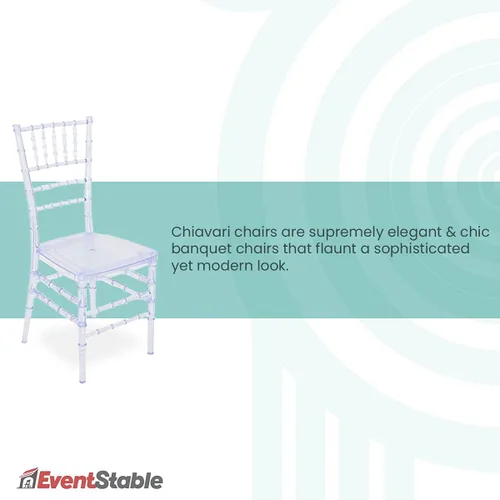 Vista 6 de EventStable Titan Series - Silla Chiavari de resina transparente, silla con husillos de acero resistente, juego de sillas para interiores