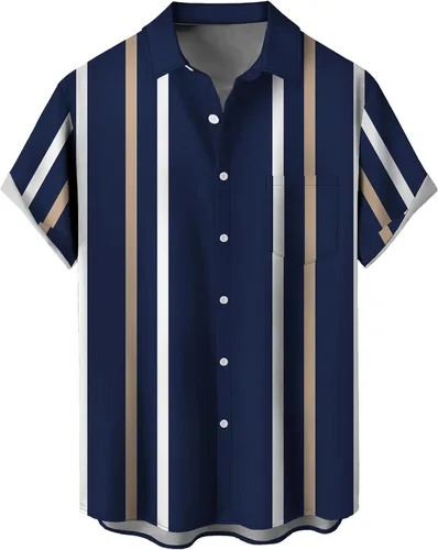Vista 31 de Camisas tropicales con botones para hombre, camisas hawaianas de manga corta, casuales para vacaciones, camisas de playa holgadas Beige-playa escena