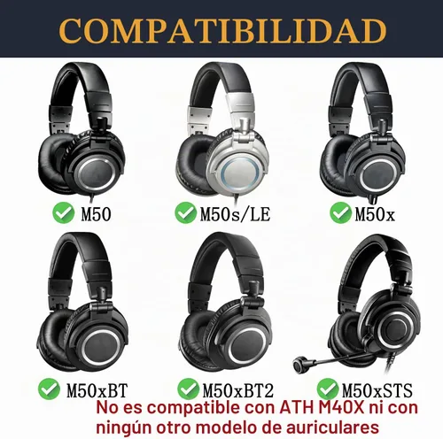 Vista 2 de SOULWIT Diadema para ATH M50X - Negro