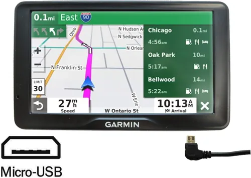 Vista 4 de Ramtech DC 12V 2A Universal Micro USB Cargador de coche Cable adaptador de corriente para GPS, compatible con Garmin Nuvi 2757 LM 2789 LMT 2797 LMT