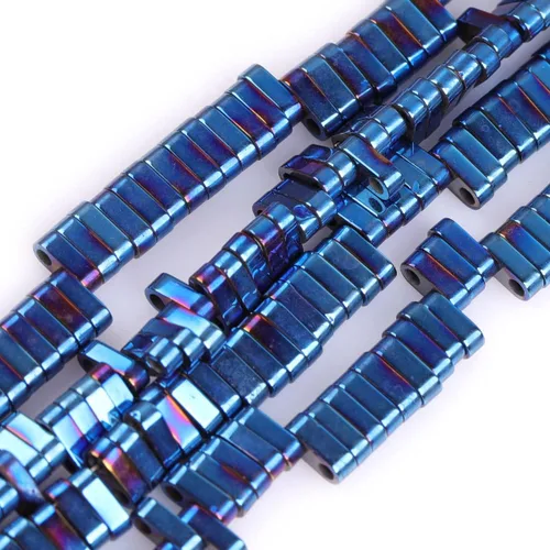 Vista 16 de Cuentas de hematita para hacer joyas, piedras preciosas semipreciosas de 0.394 x 0.551 in, color azul con revestimiento metálico, 15 pulgadas JOE
