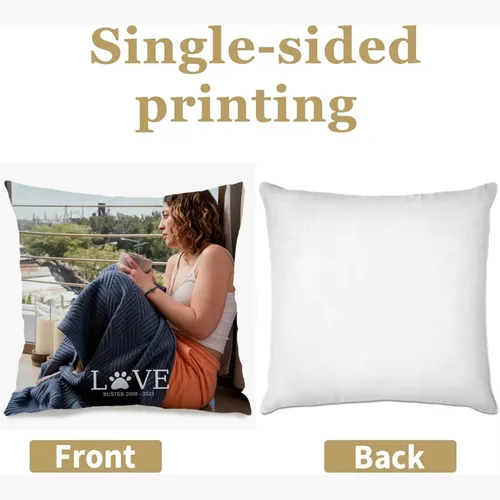 Vista 2 de Single Photo Custom Pillow Cover with Personalized Text Turning Your Memory into a Beautiful Throw Pillow and Making it a Touching Gift Choice for