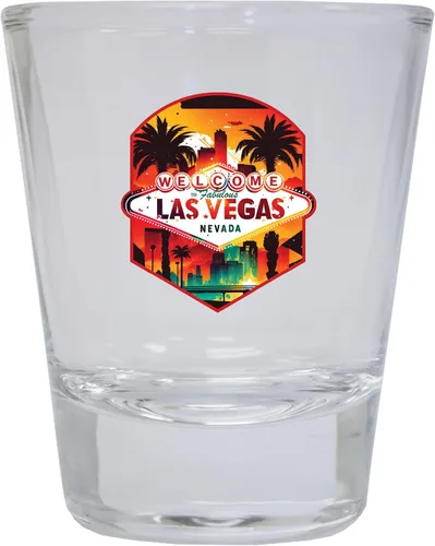 Vista 6 de Las Vegas Nevada Design A Souvenir - Vaso de chupito redondo de 1.5 onzas, color azul, paquete de 2