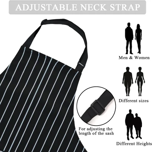 Vista 3 de Taidven Paquete de 2 Delantales - Unisex, Delantal Ajustable con Babero para Cocina, Delantal de Cocina, Delantales para Hombres y Mujeres