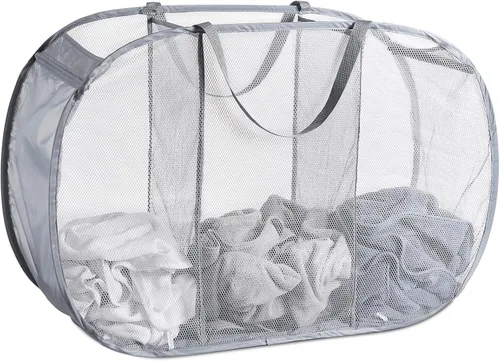 Vista 12 de Cesta de lavandería emergente de malla Seiritex 115L, cesta de lavandería plegable de gran capacidad extra, cesta de almacenamiento de ropa plegable
