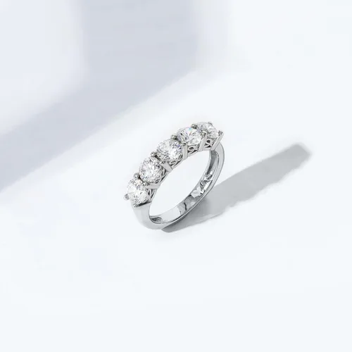 Vista 7 de Tienda Collection Sterling Silver Five-Stone Ring set with Round Cut Infinite Elements Cubic Zirconia
