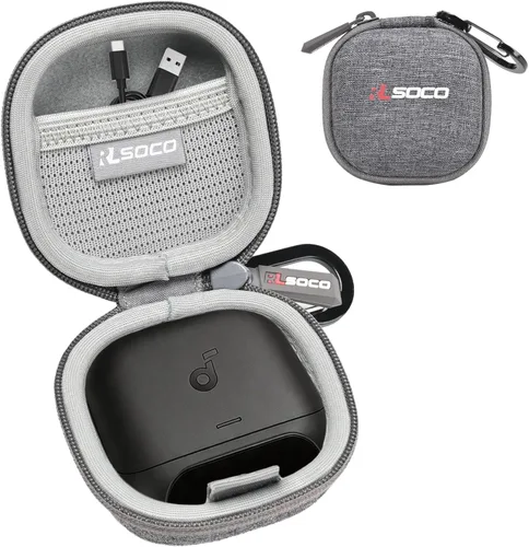 Vista 8 de RLSOCO - Funda rígida de transporte para Soundcore Liberty 5 Pro, Liberty 5 Pro, Liberty 5 Pro Max, con cancelación de ruido, auriculares Negro