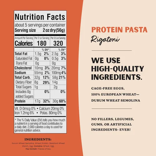 Vista 3 de Al Dente Carba-Nada Rigatoni & Cavatappi Variedad – Bajo en carbohidratos, alto en proteínas – Dieta apta para dieta cetogénica y de puntos, fideos