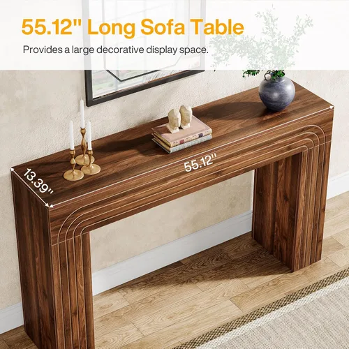 Vista 6 de Tribesigns Mesa consola de granja, mesa de entrada de 55 pulgadas con patas resistentes, mesa de sofá larga y estrecha detrás del sofá, muebles