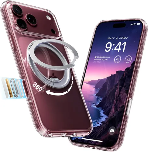 Vista 23 de TORRAS Funda con soporte magnético 360 para iPhone 18 Pro, O3 Fitness Borgoña