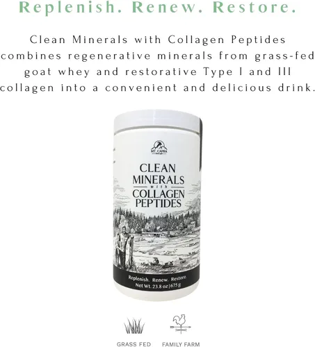 Vista 5 de Mt. Capra Clean Minerals con péptidos de colágeno y proteína entera limpia + minerales y probióticos