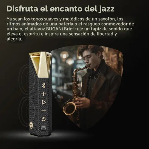 Vista 7 de Altavoz Bluetooth inalámbrico portátil, altavoz portátil IPX7 impermeable Negro dorado