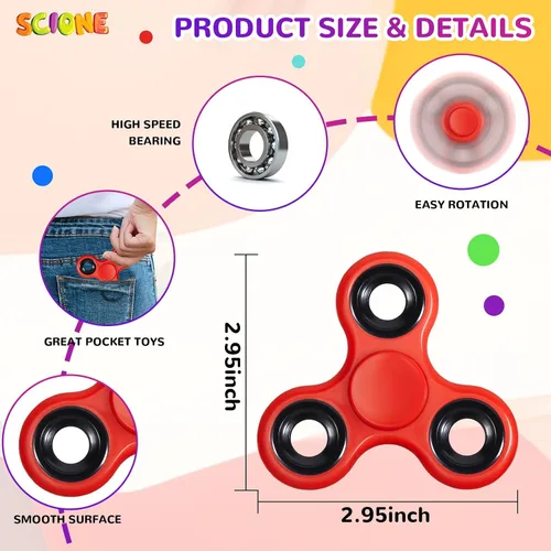 Vista 2 de SCIONE Paquete de 18 juguetes giratorios para ansiedad a granel para niños y adultos, juguetes para ansiedad a granel, spinner de mano para bolsas