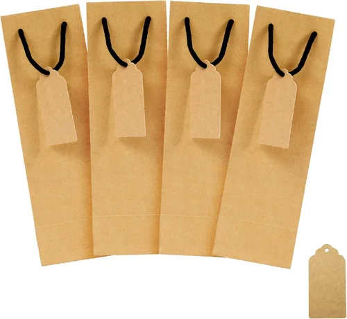 Vista 13 de Bolsa de regalo de vino para 2 botellas, 7.15 x 4 x 13 pulgadas, 24 bolsas de regalo para botellas de vino dobles
