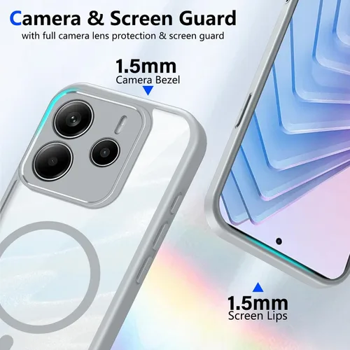 Vista 212 de Funda magnética transparente compatible con Xiaomi 17T, color negro 2 en 1 PC + TPU cubierta de teléfono a prueba de golpes, carcasa protectora