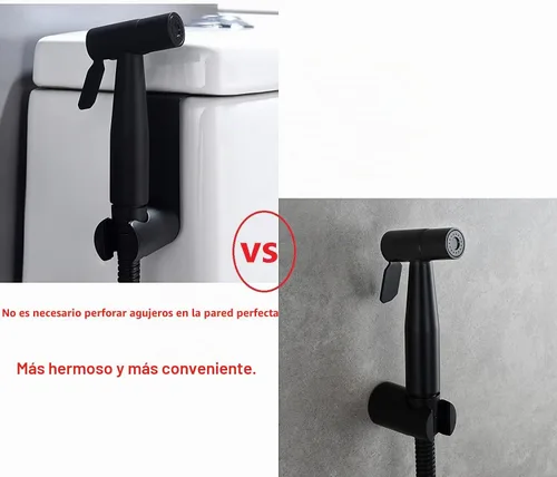 Vista 4 de Pulverizador de bidé de mano para inodoro,Soporte para rociador de bidé Negro