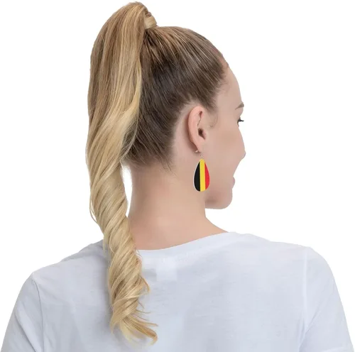 Vista 7 de Pendientes colgantes de cuero, aretes de lágrima ligeros para mujer