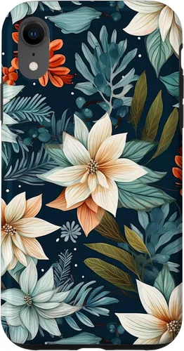 Vista 24 de iPhone 16 Aesthetic Christmas Floral Pattern Winter Flower Girl Women Case