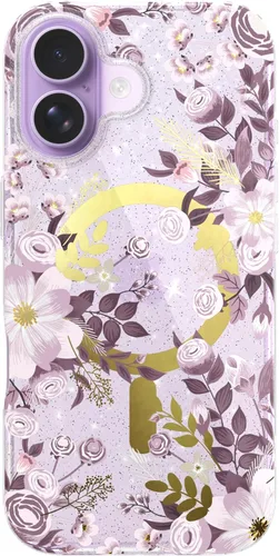 Vista 85 de LONLI Hue - para iPhone 15 Pro Max [Compatible con Magsafe] - Funda de teléfono floral dorada - [Amortiguador de 360°] - Funda de teléfono linda