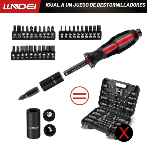 Vista 6 de LLNDEI Juego de llaves de trinquete de 48 piezas de 1/4 pulgada, enchufe métrico poco profundo (4-14mm) de 6 puntas, con 72 dientes, juego de llaves