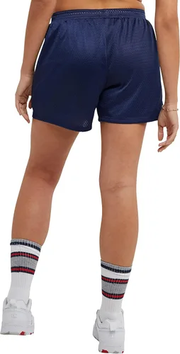 Vista 2 de Champion Pantalones cortos de malla para mujer, pantalones cortos de malla holgados, pantalones cortos de malla atlética, 4 pulgadas