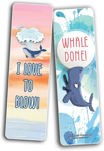 Vista 6 de Divertidos marcadores de juegos de palabras de ballenas (paquete de 12) – Regalos únicos para regalos para niños, niñas, niños, adolescentes