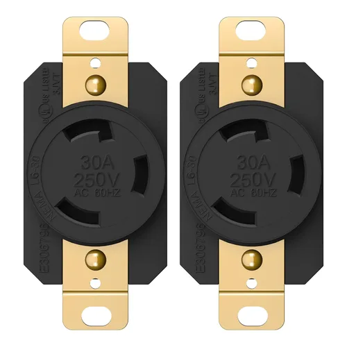 Vista 7 de ENERLITES NEMA L6-30R - Conector de bloqueo para generador, enchufe hembra de bloqueo giratorio, 30 amperios, 250 voltios, 2 polos, conexión a