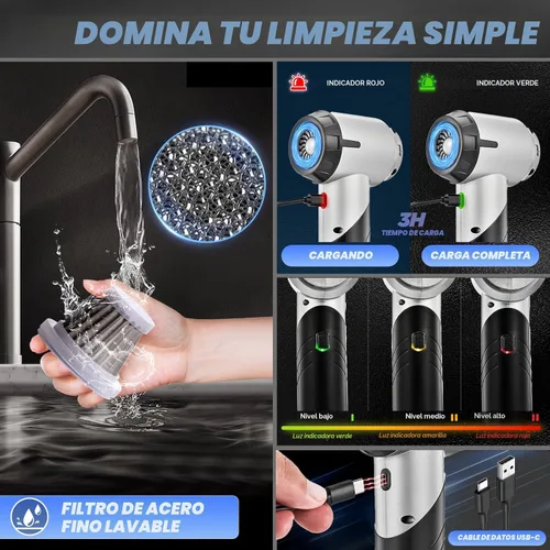 Vista 4 de Saker Aspiradora de Mano para Coche Portátil Inalámbrica 17000PA Mini Aspiradoras Recargables Aspiradora Plegable con Motor Sin Escobillas
