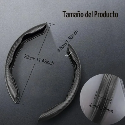 Vista 2 de Funda para volante, cubierta antideslizante de fibra de carbono para volante, protector segmentado para el interior del automóvil, accesorios