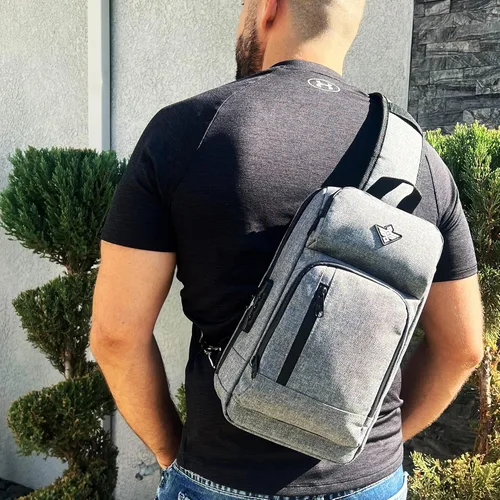 Vista 9 de Equinox - Mochila bandolera antirrobo, combinación antirrobo, bolsa de hombro impermeable cruzada casual, Grafito, Bandolera bandolera cruzada